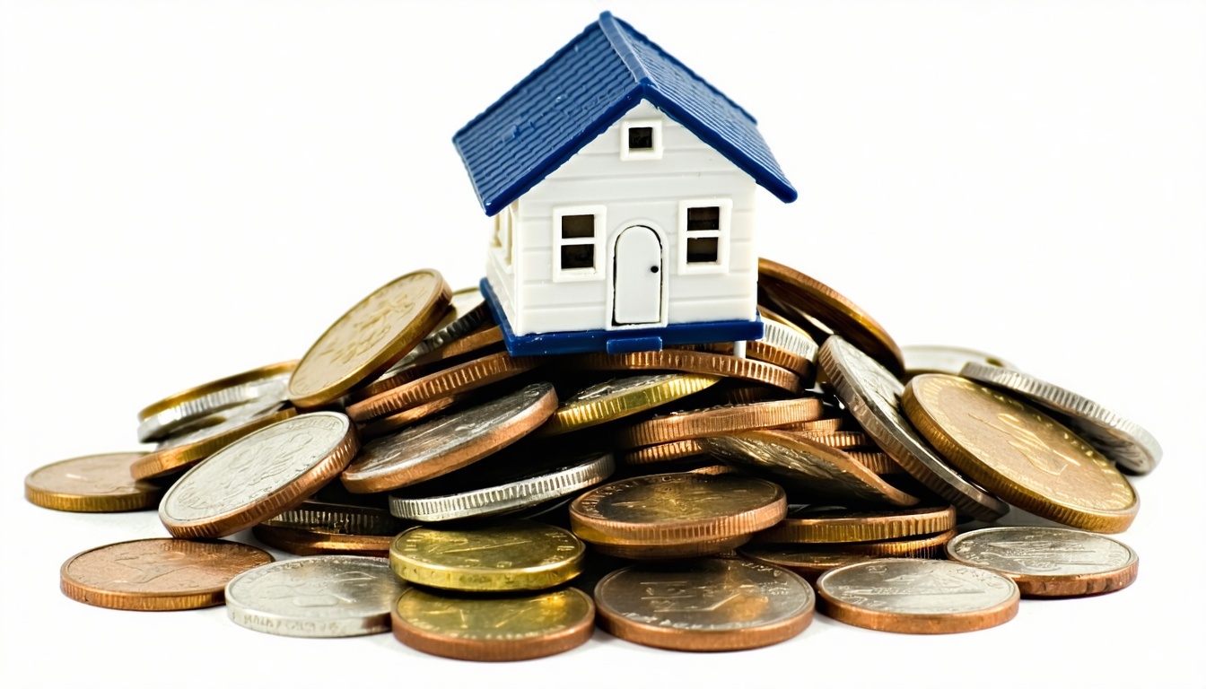 A pile of coins topped with a small NZstyle house-1